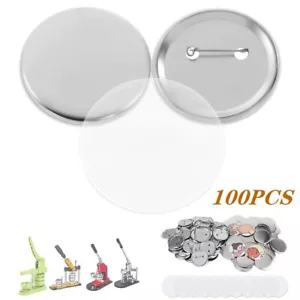 100PCS Blank Badge Button Plastic/Metal-Base DIY Badges Set - 25/37/58MM - Picture 1 of 11