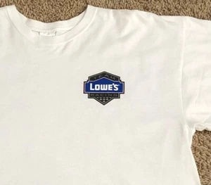 T-shirt uomo bianca grafica Lowe's Team Racing 100% cotone taglia XL - Foto 1 di 4
