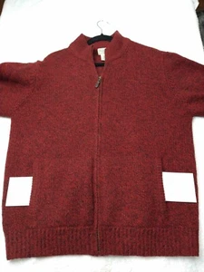 LL BEAN- BURGUNDY COLOR - 100% LAMB'S WOOL- FULL ZIP SWEATER- SIZE LARGE - Bild 1 von 10