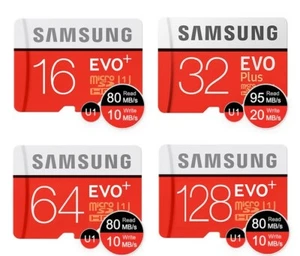 128GB Memory Card Micro SDXC EVO Plus UHS-I U1 + SD Adapter GENERIC - Picture 1 of 6