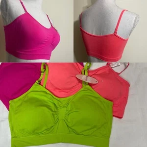 3Pack Anemone Padded Sports Bra Loungewear, One Size Small-Large Removable Strap - Picture 1 of 15