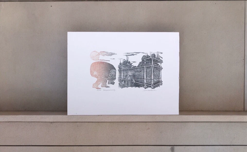 Robert Schanzenbacher Polarisierung Realismus Holzschnitt 62/180 handsigniert - Bild 1 von 3