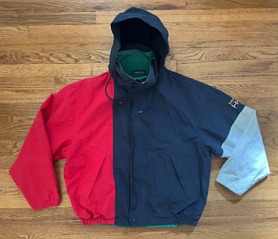 Chaqueta Vintage Nautica Colorblock Reversible Azul Marino Verde Rojo Talla Grande Foto 1 de 4