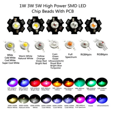 3W Watt High Power SMD LED COB Chip Lichter Perlen weiß rot blau gelb mit PCB - Bild 1 von 4