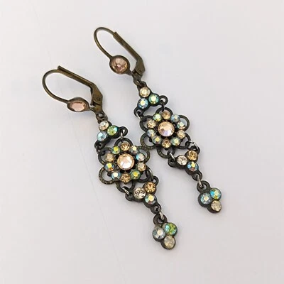 Michal Negrin Earrings Vintage Romantic Crystal Victorian Revival Boho Chic AB - Image 1 of 4
