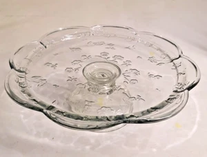 Vintage Anchor Hocking Savannah Pedestal Glass Cake Stand W/Embossed Flowers 12” - Picture 1 of 8