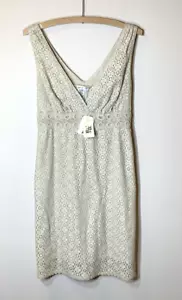 Max Studio Kleid Medium Sommerkleid Häkelspitze Boho ärmellos Baumwolle hellbraun NEU - Bild 1 von 12
