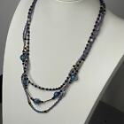necklace costume jewelry purple faceted beaded beads multi strand trendy gold 