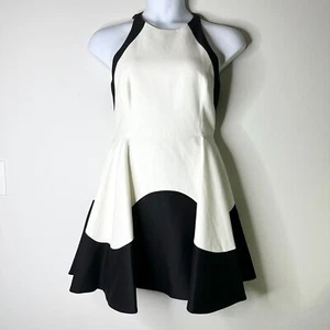 HALSTON HERITAGE Dress Women 10 Black White Mini Formal Prom Party Cocktail - Picture 1 of 10