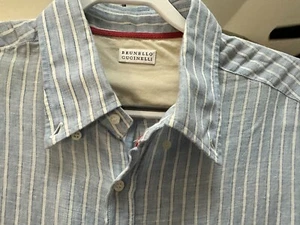 Mens Brunello Cucinello Linen Long Sleeve Shirt - Picture 1 of 10