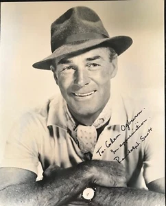 RANDOLPH SCOTT - AUTOGRAPHED 10 x 8 PUBLICITY PHOTOGRAPH - Picture 1 of 1