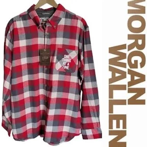NWT Morgan Wallen - One Thing At A Time Official River Flannel - S w/ patch - Picture 1 of 2