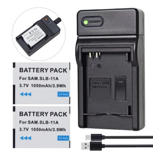 2x Batería 3.7V 1050mAh + Cargador Para Samsung SLB-11A SLB11A SBL-11A EA-SLB11A i - Imagen 1 de 12