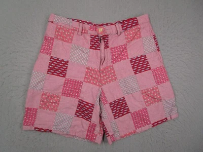 Shorts masculino Vineyard Vines 33 rosa patchwork Madras âncoras peixe baleias - Imagem 1 de 4
