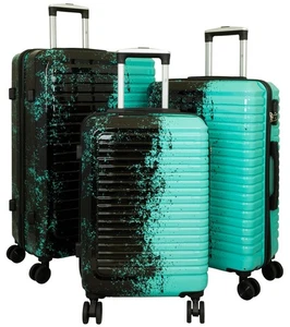 Hartschalen Trolley Zwei-Farb-Print Sierra Schwarz-Türkis 3tlg. Set Gr. M,L,XL - Bild 1 von 10