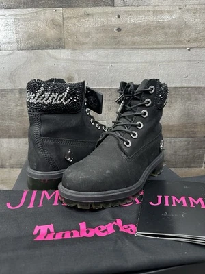 Jimmy Choo x Timberland Cristal Logo Negro Nubuck Botas Mujer’s Talla 7 Foto 1 de 4