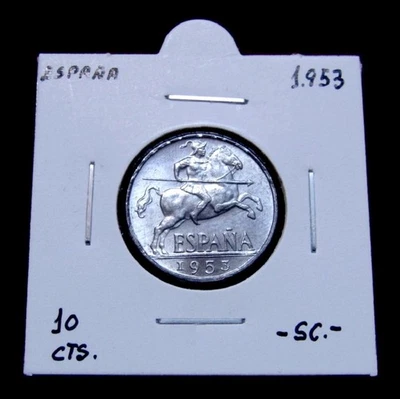 ⭐⭐- ESPAÑA - 10 CENTIMOS 1953 - JINETE IBERICO - SIN CIRCULAR - ⭐⭐ - Imagen 1 de 2
