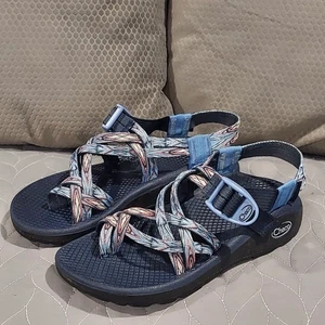 Chaco Sandals Z Cloud X2 Womens 5 Sport Water Hike Blue Multi-Color Toe Loop - Picture 1 of 11
