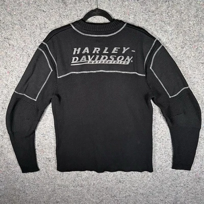 Vtg Harley Davidson Wool Blend Sweater Mens Black Large Motorcycle Biker Y2K - Image 1 of 4