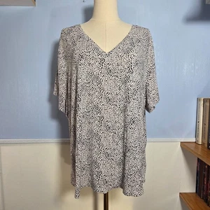 T-shirt manica corta Old Navy Luxe XXL nero bianco a pois classica scollo a V - Foto 1 di 9