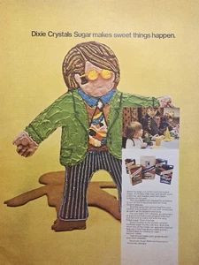 Dixie Cristales Pan de Jengibre Hombre Decorado Groovy Granny Gafas Impresión Anuncio 1969 - Imagen 1 de 4