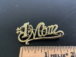 Vintage A.J.C. Gold-Tone Brooch Pin "#1 Mom" - Picture 1 of 3
