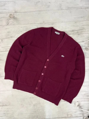 Cárdigan de lana vintage Chemise Lacoste suéter tejido años 90 hombre talla L borgoña Foto 1 de 4