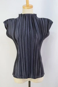 PLEATS PLEASE Gray High Neck Sleeveless Top 100 4010 - Picture 1 of 5