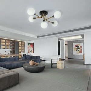 Stilnovo Stylish 5-Light Globe Chandelier Ceiling Light Cover 100.76-161.46ft ² - Picture 1 of 15