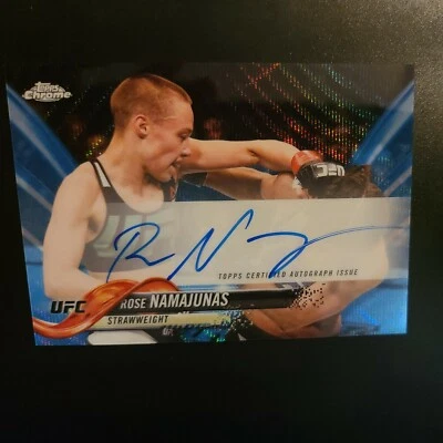 2018 Topps UFC Chrome Autograph Rose Namajunas /75 Blue Wave Refractor AUTO MINT - Image 1 of 4