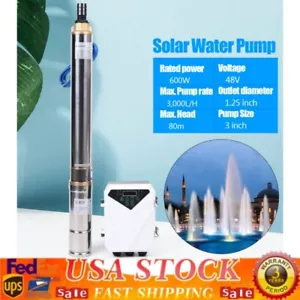 3" DC Solar Wasserpumpe 48V 600W Tauch Tiefbohrbrunnenpumpe &MPPT Controller - Bild 1 von 13