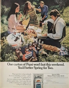 1971 vintage Pepsi cola Print Ad, Weekend Party With Friends, Six Pack - Picture 1 of 1