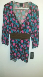 Woman's 2X Empire Tie BacK Top Fun Colors Comfortable Stretchy - Bild 1 von 2