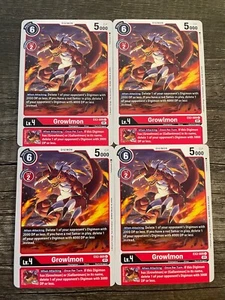 x4 Growlmon EX2-009 C Playset Digimon TCG Digital Hazard - Picture 1 of 1