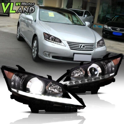 Set VLAND LED Headlights Front Lamps For 2010-2012 Lexus ES 350 Black Housing - Image 1 of 4