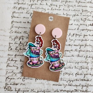 Handmade Acrylic Ariel The Little Mermaid Earrings - Picture 1 of 2