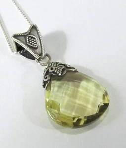 Sandra Singh Limone gelb Quarz Träne Birne Anhänger Halskette mit 18" Kette - Bild 1 von 7