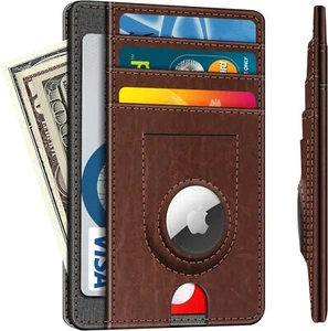 7 Slots Slim Wallet w AirTag Holder RFID Blocking Cash Credit Card Front Pocket - Picture 1 of 10