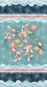 Studio E Koi Garden 24" Panel Multi Cotton Fabric By The Yard - Picture 1 of 1