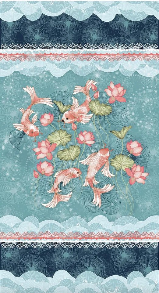 Tela multi algodón panel Studio E Koi Garden 24" por yarda Foto 1 de 1
