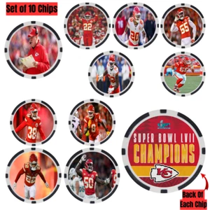 KANSAS CITY CHIEFS 2023 SUPER BOWL LVII CHAMPS - POKER CHIP SET (10) - Picture 1 of 2