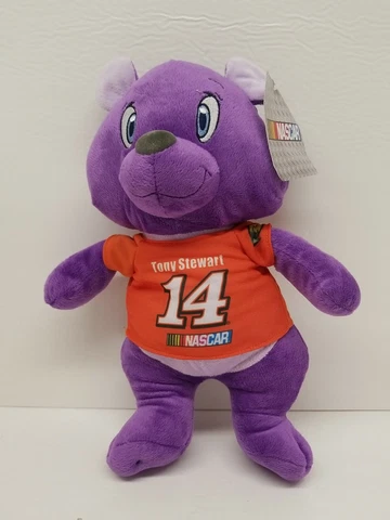 NASCAR Racing Tony Stewart Purple Orange Bear 13" Plush Mascot Kellytoy 2015 NWT Cover