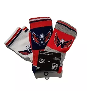 NHL Youth 5-7 Washington Capitals 3-Pack Socks Shoe Size 9-11 Outerstuff - Picture 1 of 3