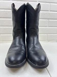 ARIAT HERITAGE SIERRA BLACK LEATHER ROUND TOE ROPER COWBOY BOOTS #35501 MENS 10D - Picture 1 of 14