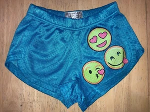 Girls Kids Blue Jersey Type Polyester Shorts Size Small W Emojis By Love Charm - Picture 1 of 2
