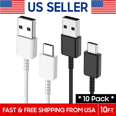 10 PACK Galaxy S23 S22 S21 S20 S10 S9 USB-C Charging Cable Type C Fast Charger - Image 1 of 4