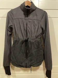 Lululemon Damengröße 4 Jacke durchgehender Reißverschluss wendbar schwarz anthrazit Daumenlöcher - Bild 1 von 9
