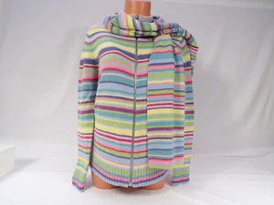 Vintage Field Gear Cardigan Sweater & Matching Scarf Women Small Pastels Zip B25 - Picture 1 of 11