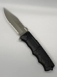 Mtech serrated rescue EDC folding pocket knife w/ glassbreaker - Picture 1 of 4