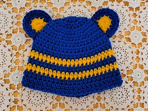 Baby Hat, Beanie, Handmade Eagles colours with TEDDY EARS - Picture 1 of 1